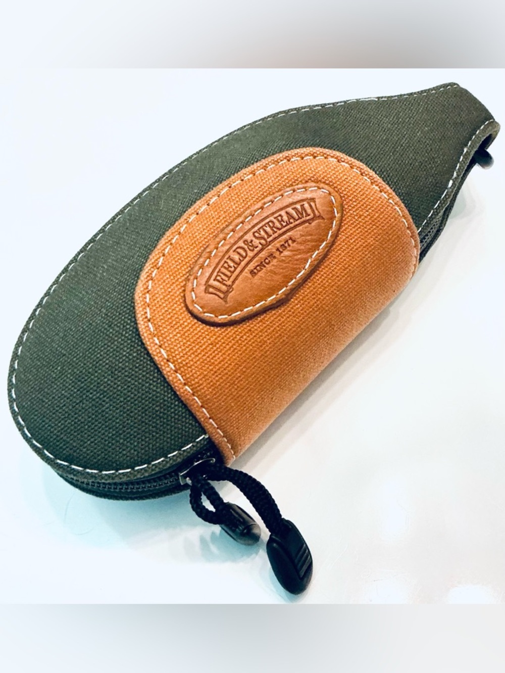 FIELD & STREAM, Green Stiff Canvas Zip Around Clamshell Sunglasses Case